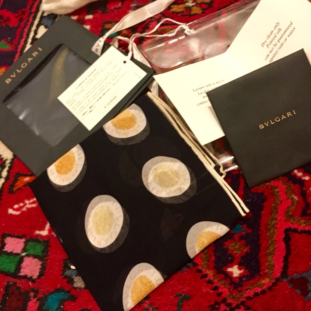 Bvlgari logomania silk scarf / neckerchief *Like New Condition